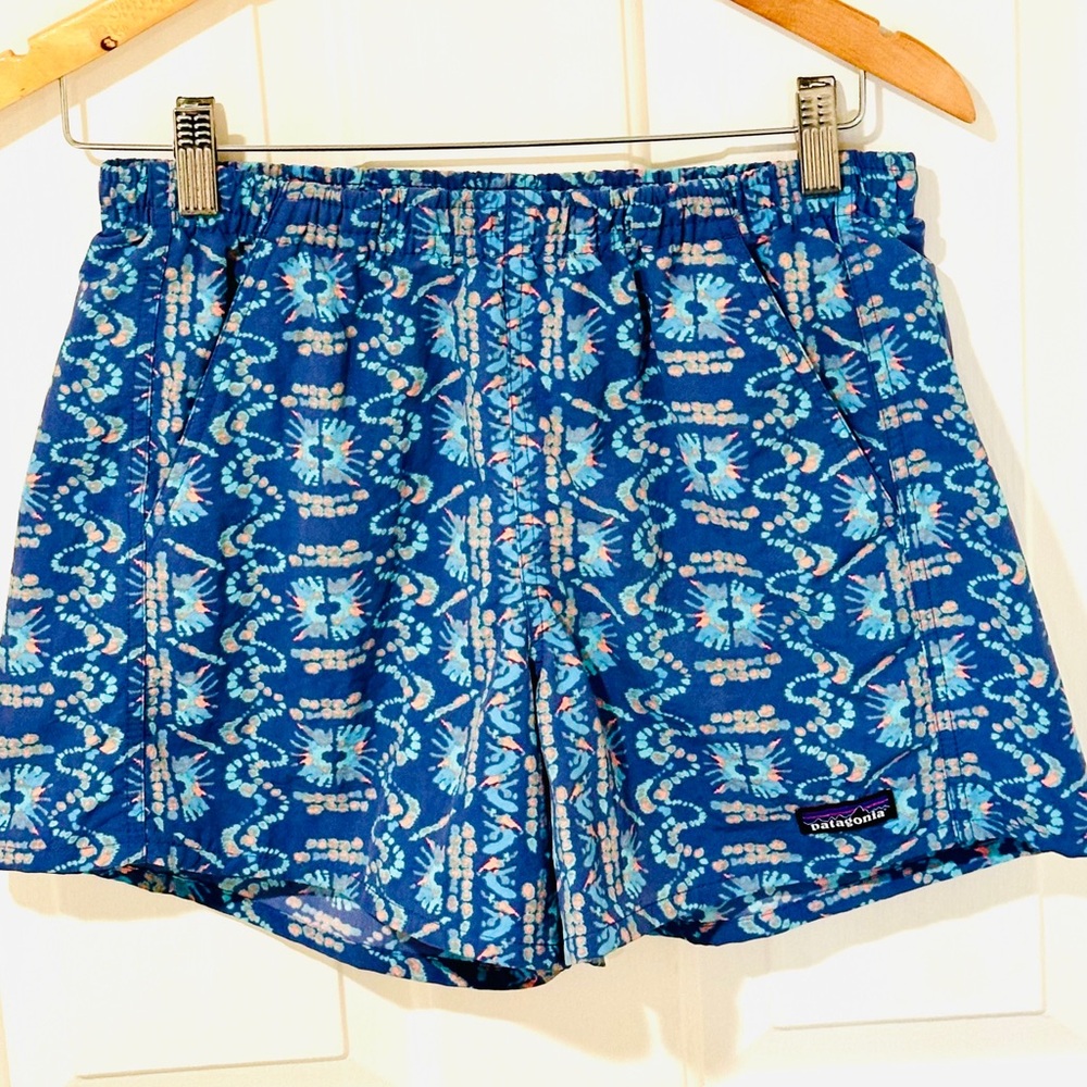 💙Patagonia Recyled Netplus Barely Baggies Shorts, Size XS, Blue Print